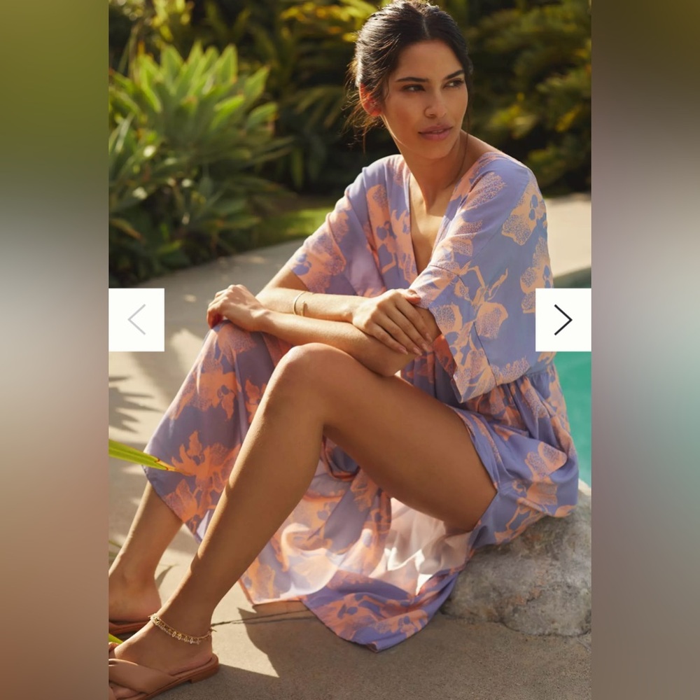 Anthropologie Malai Crystal Orchids Shona Maxi Dress S